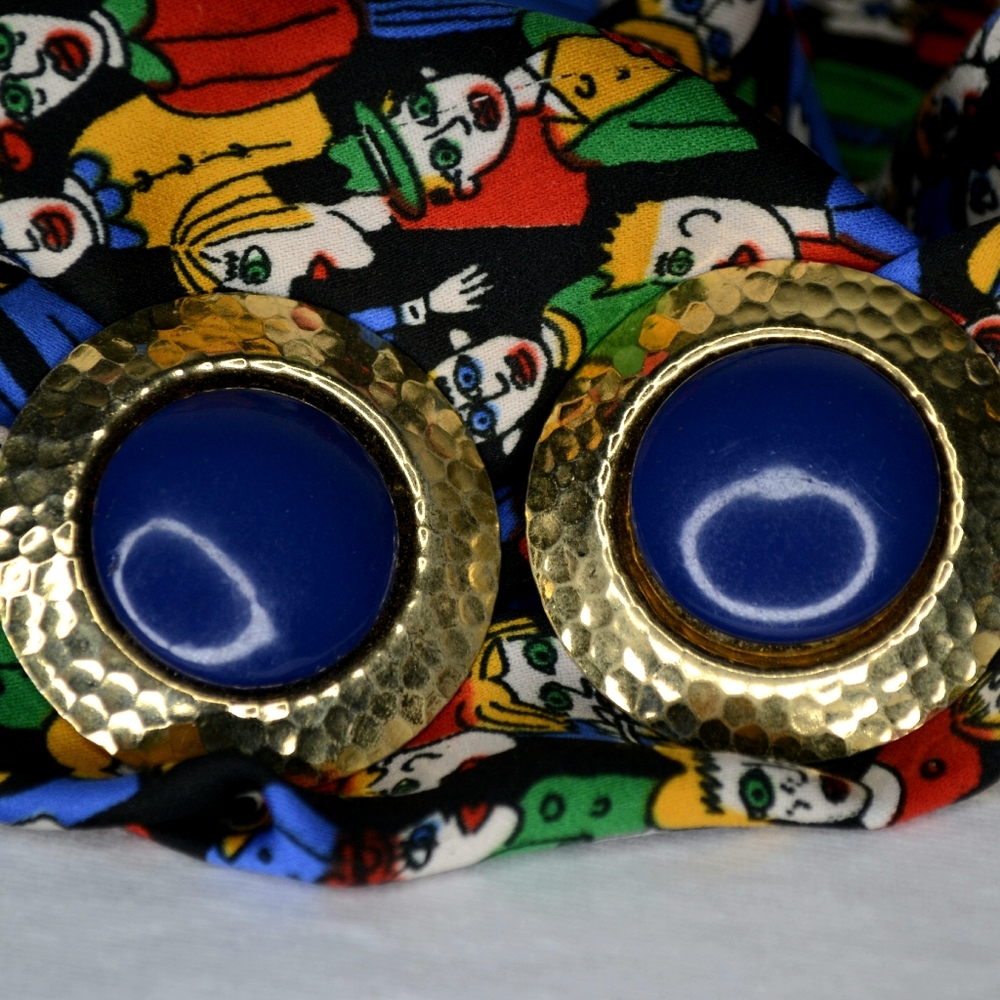 Earrings - blue and gold